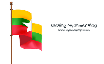 Waving Myanmar (Burma) Flag