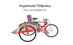 Myanmar Trishaw Vector PNG