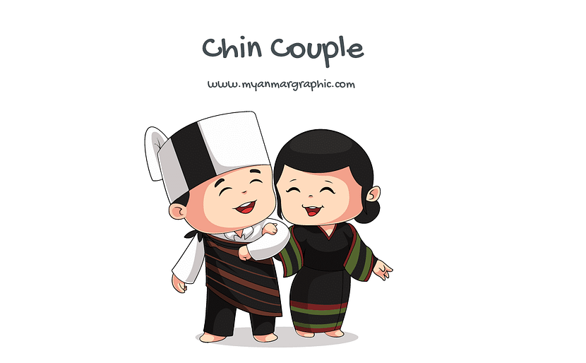 Chin Couple Character Vector